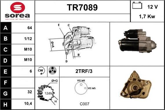 Sera TR7089 - Стартер autozip.com.ua