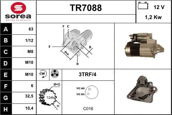 Sera TR7088 - Стартер autozip.com.ua