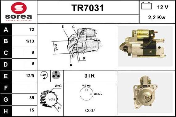 Sera TR7031 - Стартер autozip.com.ua