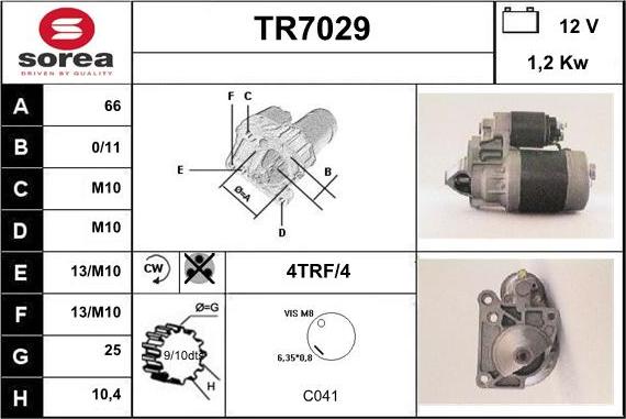 Sera TR7029 - Стартер autozip.com.ua