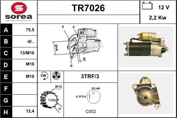 Sera TR7026 - Стартер autozip.com.ua