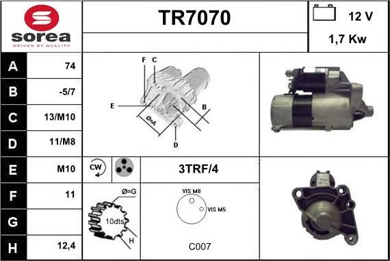 Sera TR7070 - Стартер autozip.com.ua