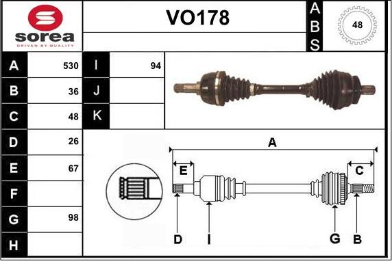 Sera VO178 - Приводний вал autozip.com.ua