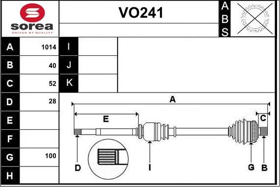 Sera VO241 - Приводний вал autozip.com.ua