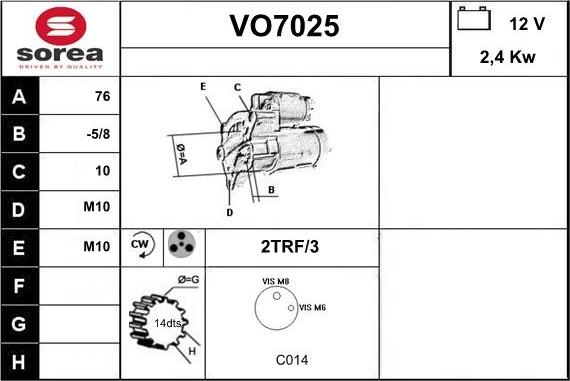 Sera VO7025 - Стартер autozip.com.ua