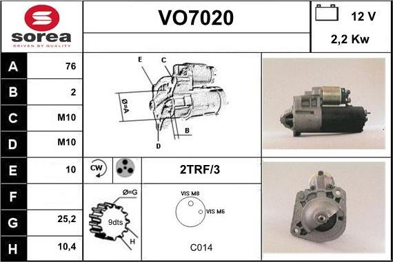 Sera VO7020 - Стартер autozip.com.ua