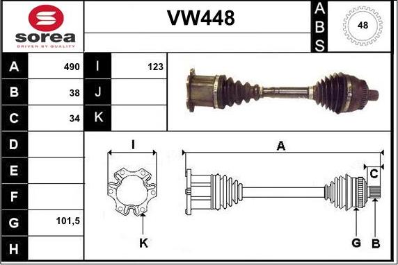 Sera VW448 - Приводний вал autozip.com.ua