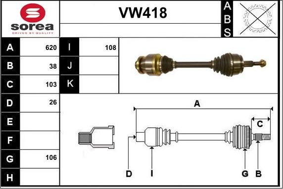 Sera VW418 - Приводний вал autozip.com.ua