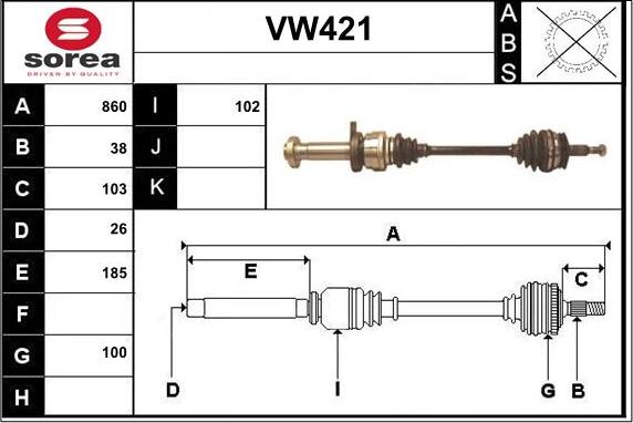 Sera VW421 - Приводний вал autozip.com.ua