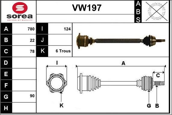 Sera VW197 - Приводний вал autozip.com.ua