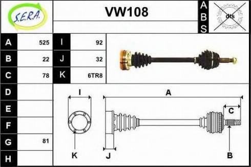 Sera VW108 - Приводний вал autozip.com.ua