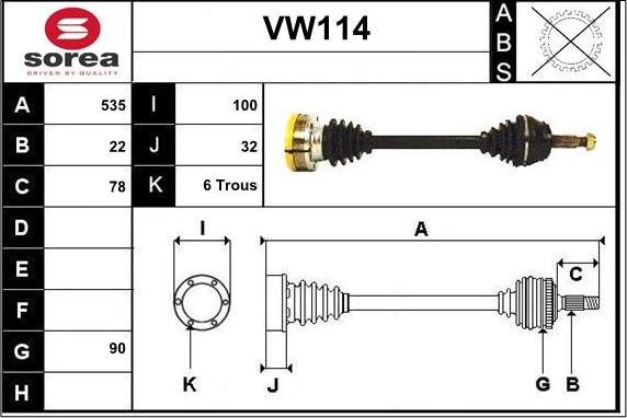 Sera VW114 - Приводний вал autozip.com.ua