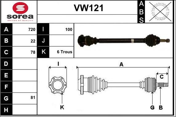 Sera VW121 - Приводний вал autozip.com.ua