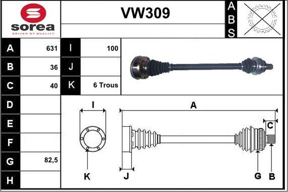 Sera VW309 - Приводний вал autozip.com.ua