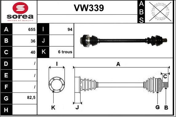 Sera VW339 - Приводний вал autozip.com.ua