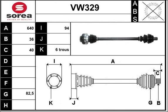 Sera VW329 - Приводний вал autozip.com.ua