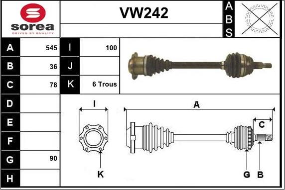 Sera VW242 - Приводний вал autozip.com.ua