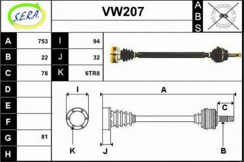 Sera VW207 - Приводний вал autozip.com.ua