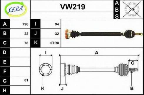 Sera VW219 - Приводний вал autozip.com.ua