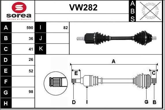 Sera VW282 - Приводний вал autozip.com.ua