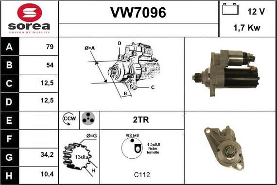 Sera VW7096 - Стартер autozip.com.ua