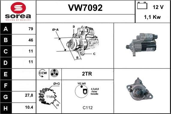 Sera VW7092 - Стартер autozip.com.ua