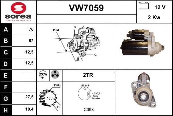 Sera VW7059 - Стартер autozip.com.ua