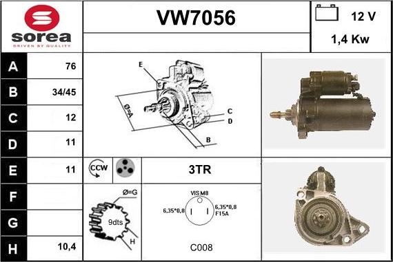 Sera VW7056 - Стартер autozip.com.ua