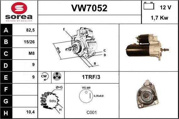 Sera VW7052 - Стартер autozip.com.ua