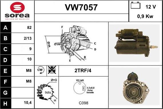 Sera VW7057 - Стартер autozip.com.ua