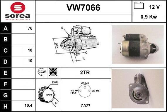 Sera VW7066 - Стартер autozip.com.ua