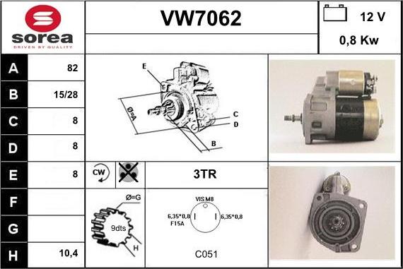 Sera VW7062 - Стартер autozip.com.ua