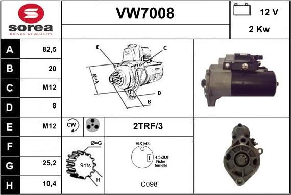 Sera VW7008 - Стартер autozip.com.ua