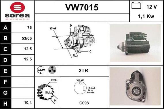 Sera VW7015 - Стартер autozip.com.ua