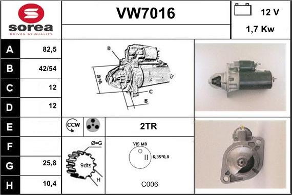 Sera VW7016 - Стартер autozip.com.ua