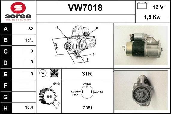 Sera VW7018 - Стартер autozip.com.ua