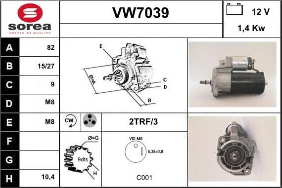 Sera VW7039 - Стартер autozip.com.ua