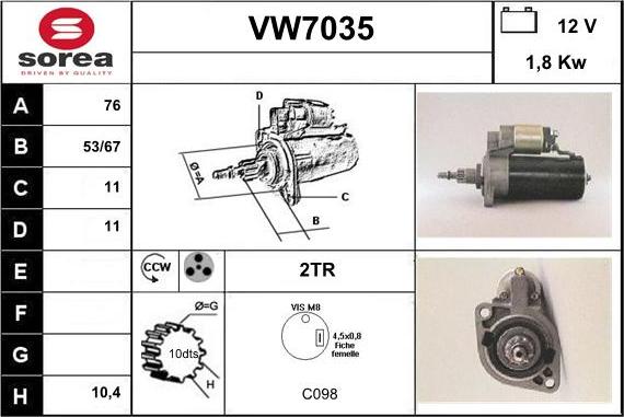 Sera VW7035 - Стартер autozip.com.ua