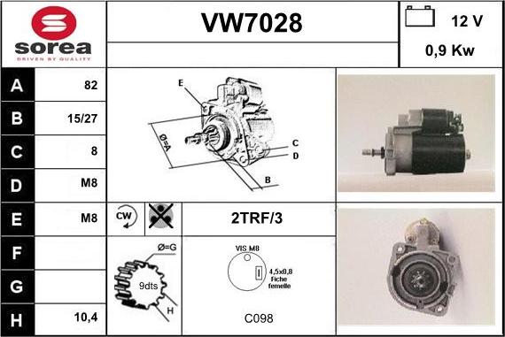 Sera VW7028 - Стартер autozip.com.ua