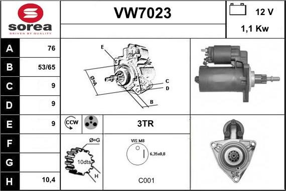 Sera VW7023 - Стартер autozip.com.ua