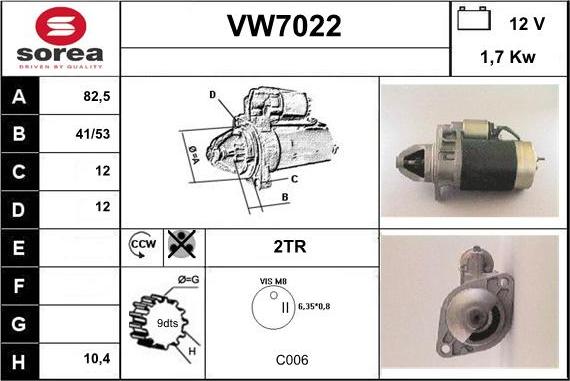 Sera VW7022 - Стартер autozip.com.ua