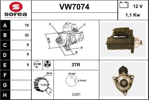 Sera VW7074 - Стартер autozip.com.ua