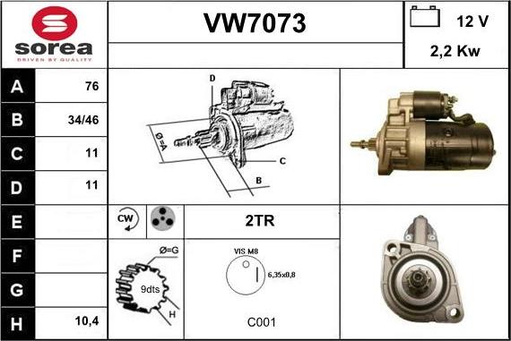 Sera VW7073 - Стартер autozip.com.ua