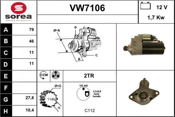 Sera VW7106 - Стартер autozip.com.ua