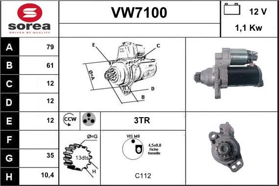 Sera VW7100 - Стартер autozip.com.ua