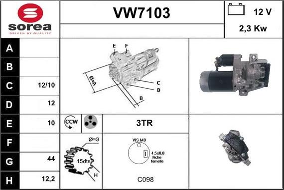 Sera VW7103 - Стартер autozip.com.ua