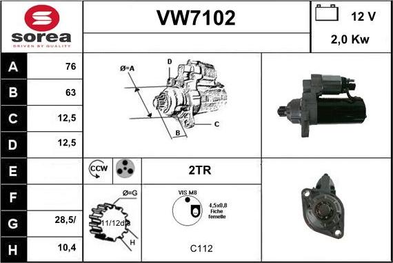 Sera VW7102 - Стартер autozip.com.ua