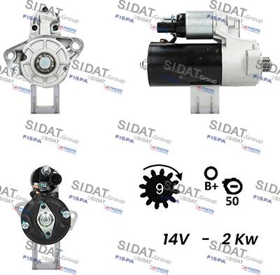 Sidat S12BH0252A2 - Стартер autozip.com.ua