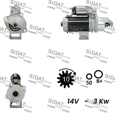 Sidat S12BH0704A2 - Стартер autozip.com.ua