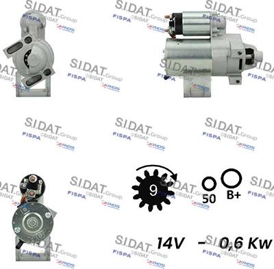 Sidat S12DR0375A2 - Стартер autozip.com.ua